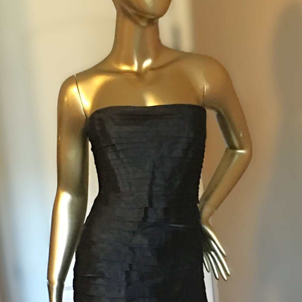 BCBG MAX AZRIA "Marisa" Long Layered Silk Organza Gown in Black - Size 0 - Picture 2 of 16